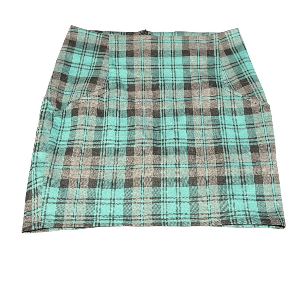 Paper Crane Green and Blue Mini Pencil Skirt